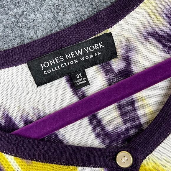 LSU Cardigan Sweater Womens 3X Purple and Gold Abstract Ikat Button Tiger - Picture 3 of 10